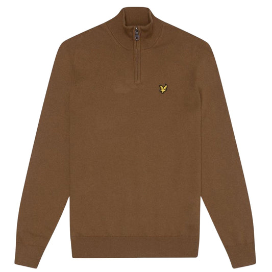 Lyle & Scott Plain Branded Cotton Merino Quarter Zip Wild Nettle Jumper S