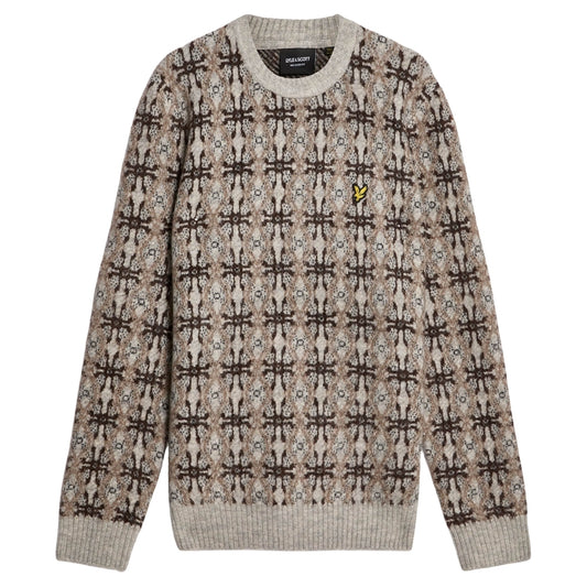Lyle & Scott Grey Brushed Intarsia Crew Neck Jumper S