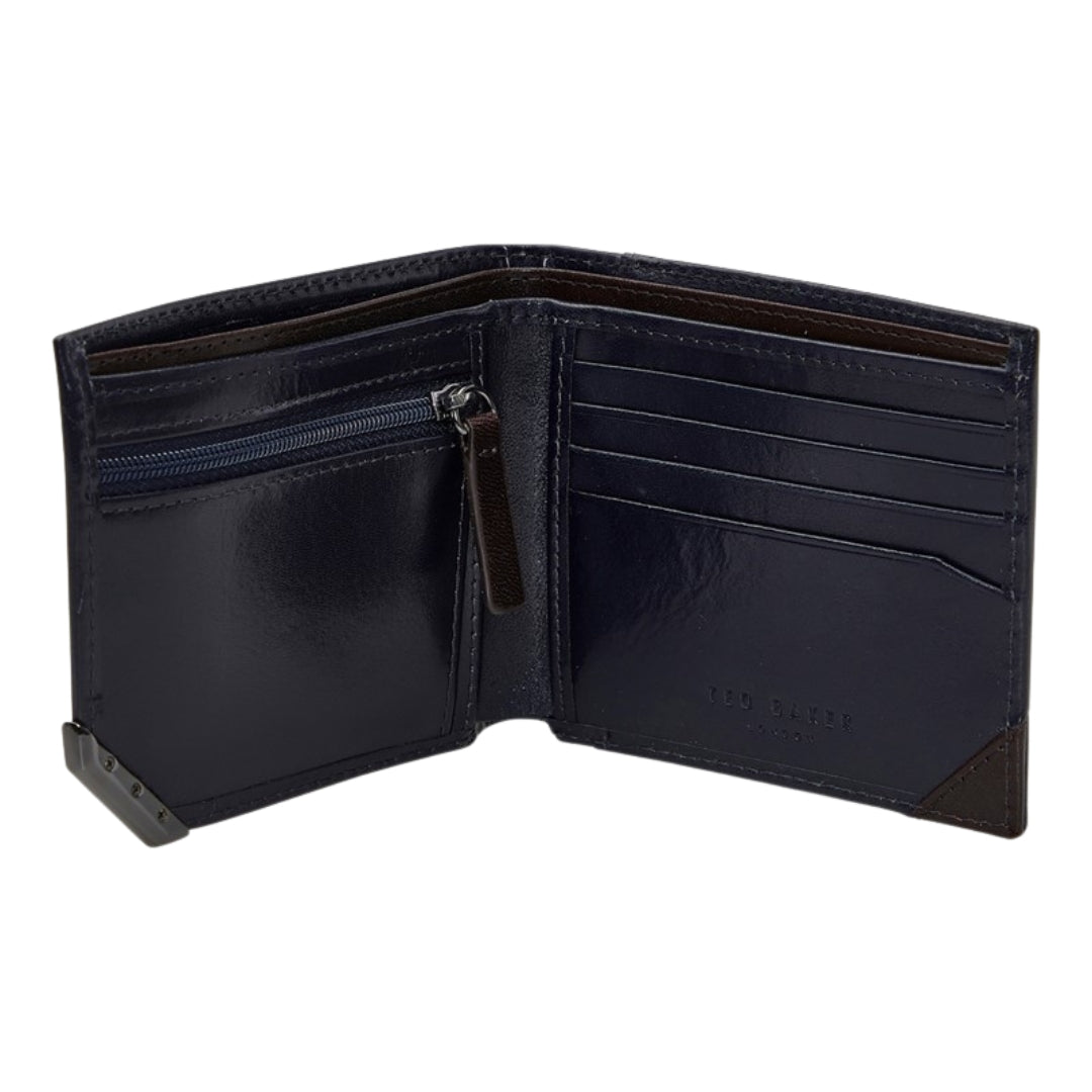 Ted Baker Kornerr Metal Corner Bifold Navy Coin Wallet