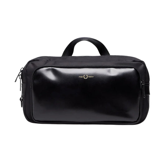 Fred Perry Nylon Twill Leather Cross Body Black Bag 1SZ