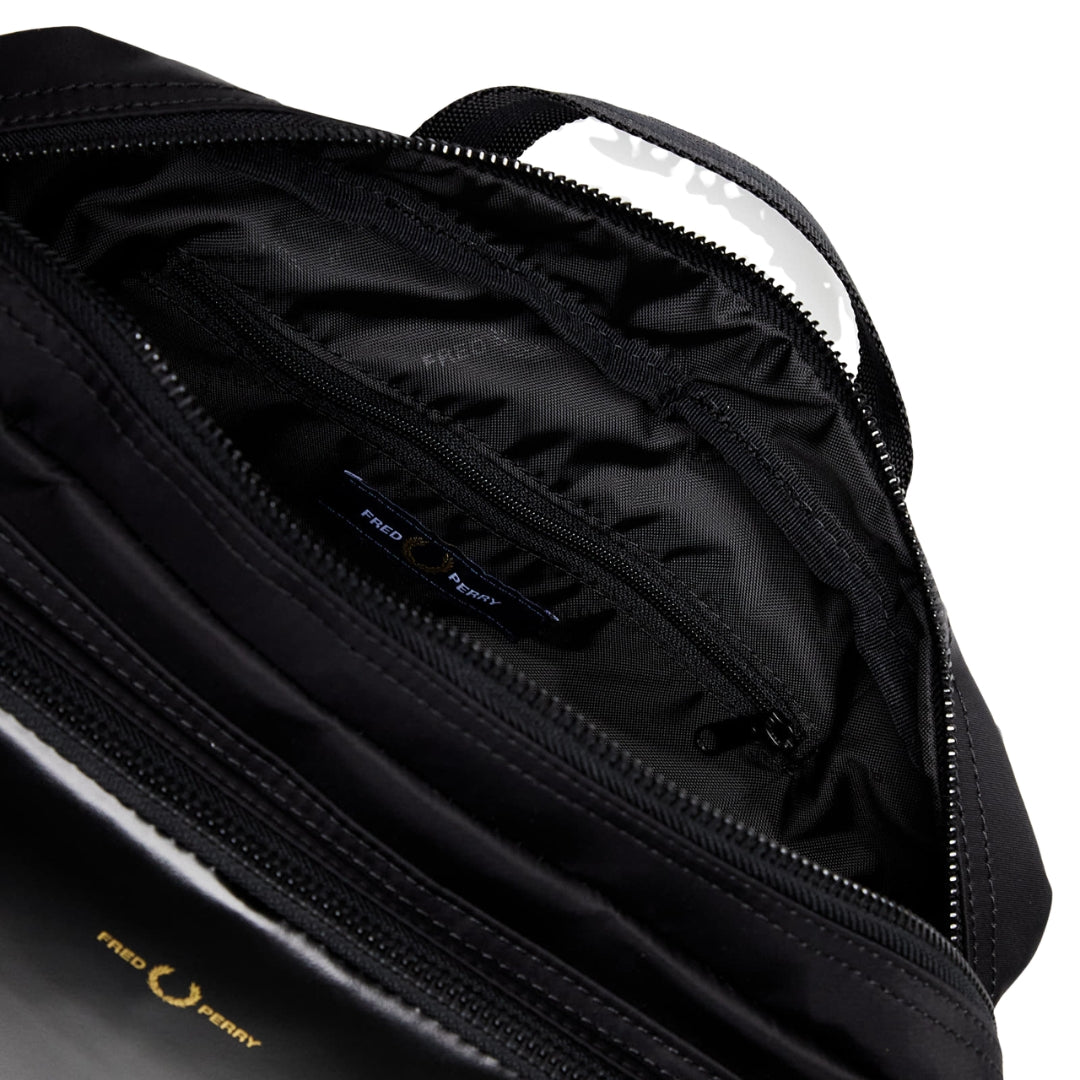 Fred Perry Nylon Twill Leather Cross Body Black Bag 1SZ