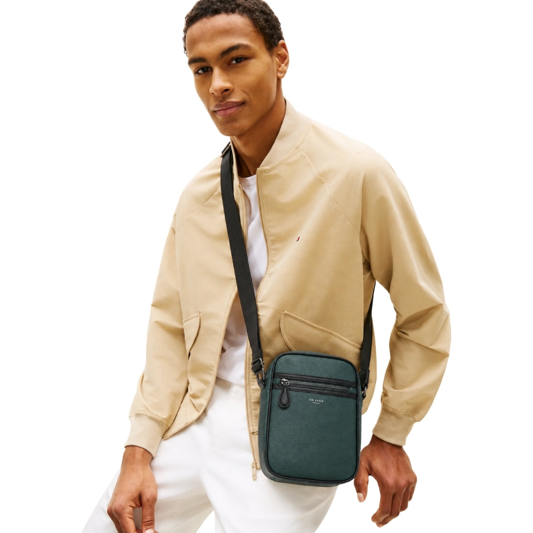 Ted Baker Lanston Pebble PU Olive Flight Bag