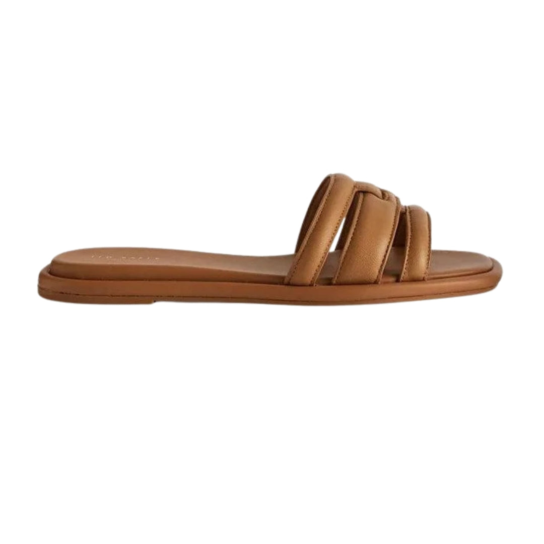 Ted Baker Leeiaa Flat Woven T Logo Brown Slide Sandals