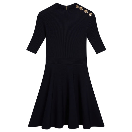 Ted Baker Lilano Ribbed Knit Button Detail Navy Dress