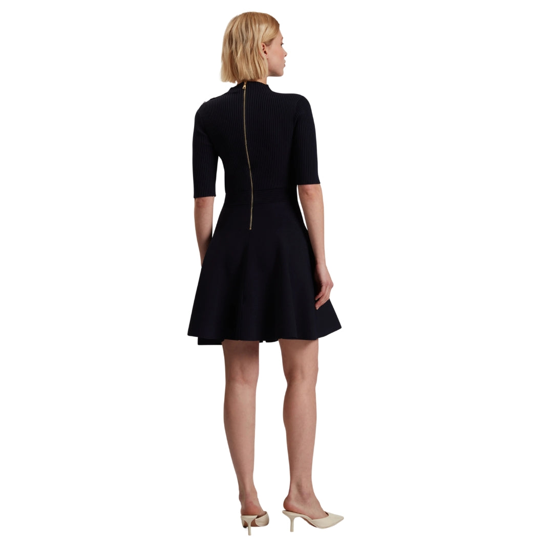Ted Baker Lilano Ribbed Knit Button Detail Navy Dress