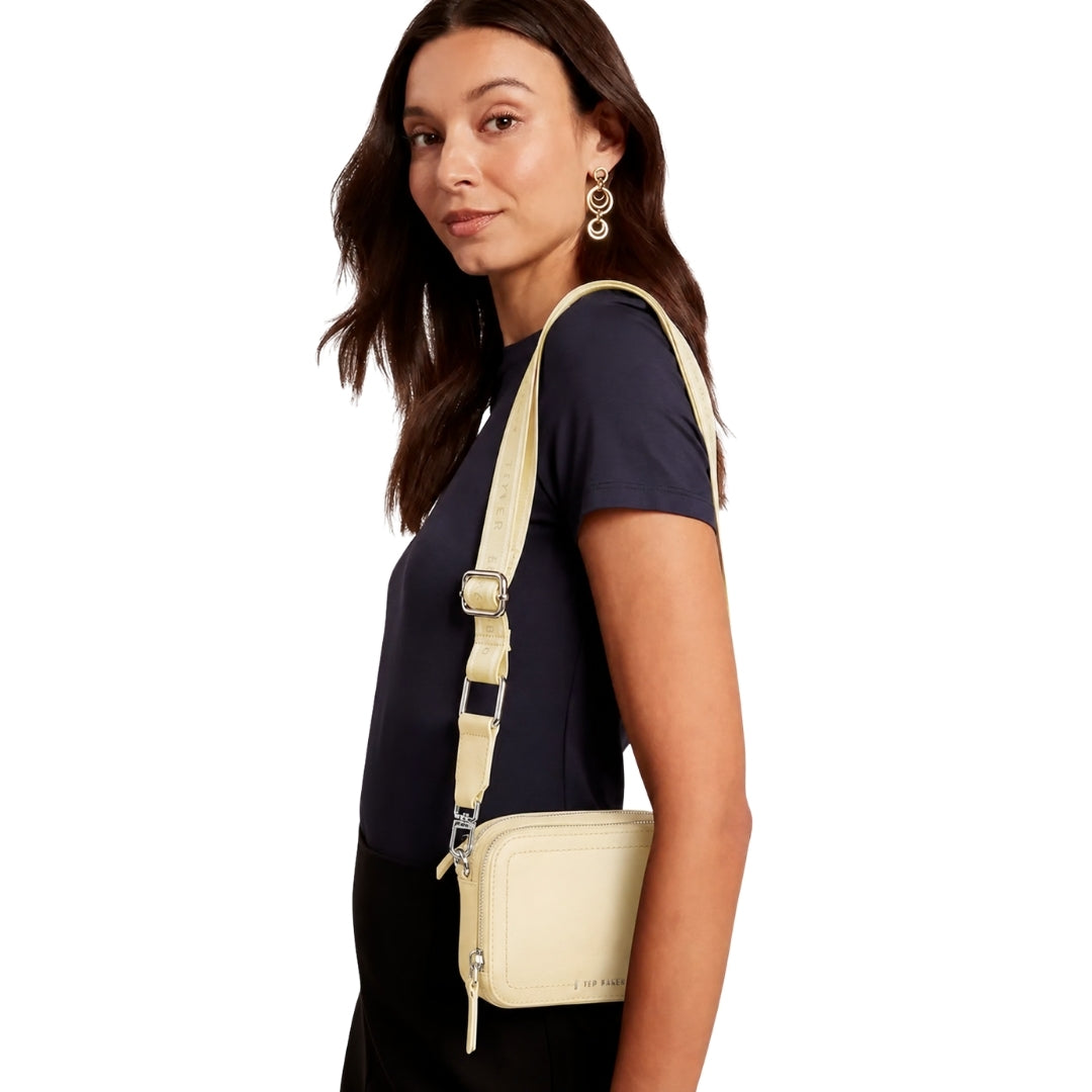 Ted Baker Linzie Webbing Leather Small Crossbody Light Yellow Camera Bag