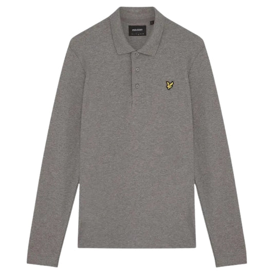 Lyle & Scott Plain Grey Long Sleeved Polo Shirt S