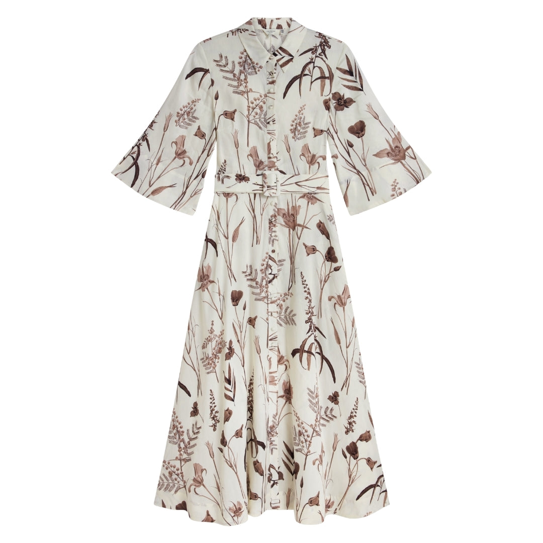 Ted Baker WMD LUWISA Linen Silk Pleated Midi Dress 4