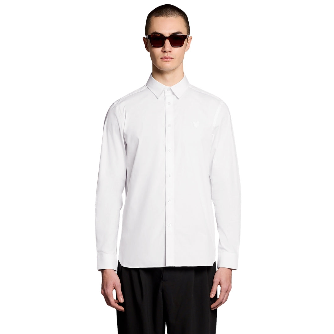 Lyle & Scott White Tonal Easy Care Poplin Shirt S