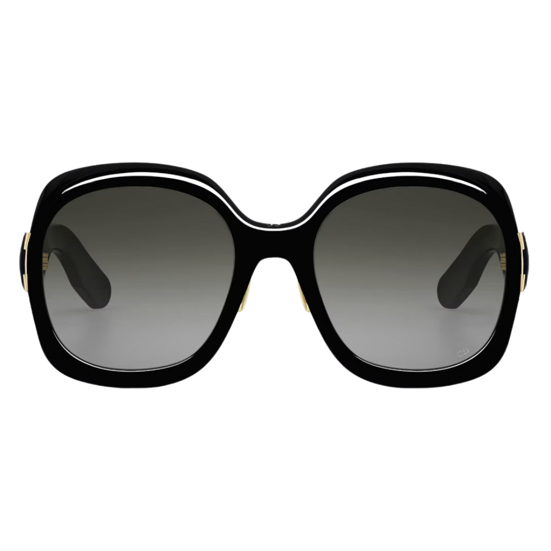 Dior Lady Shiny Black Frame Smoke Grey Lens Sunglasses