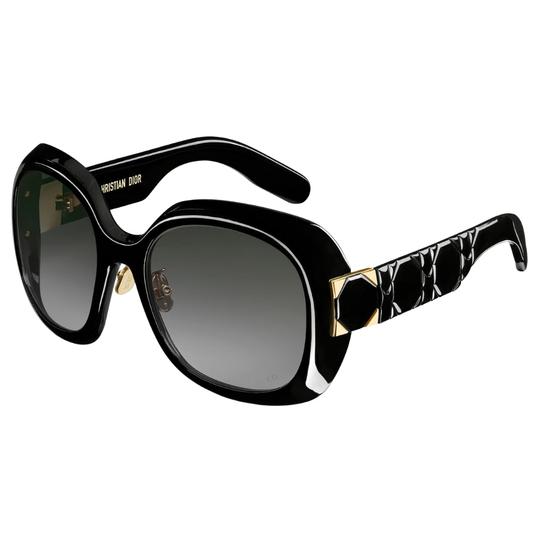 Dior Lady Shiny Black Frame Smoke Grey Lens Sunglasses