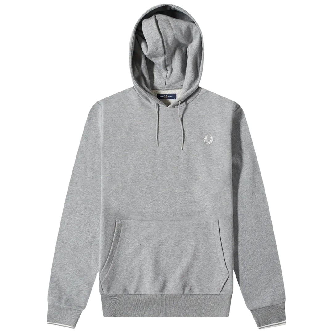 Fred Perry Tipped Grey Marl Hoodie XS