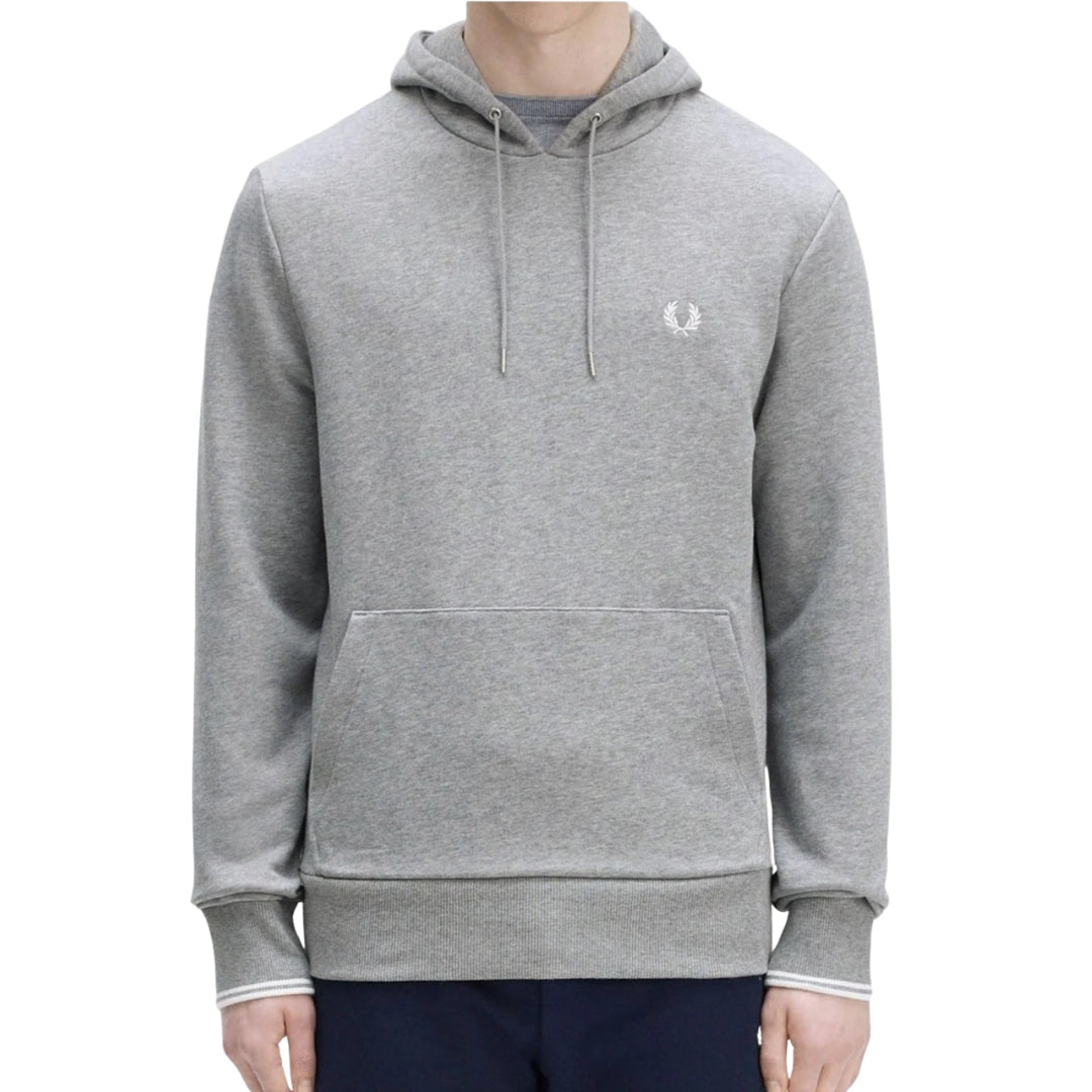 Fred Perry Tipped Grey Marl Hoodie XS