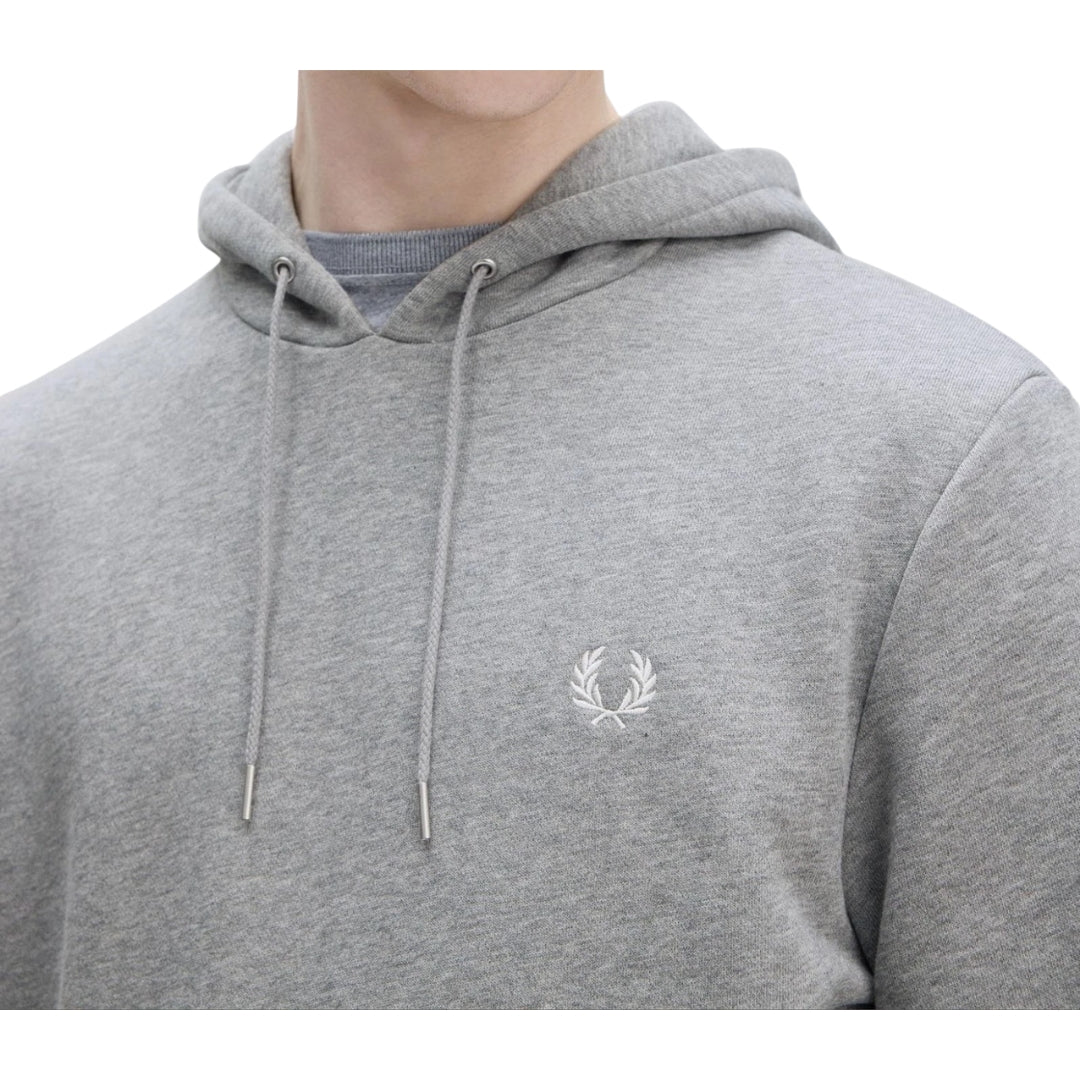 Fred Perry Tipped Grey Marl Hoodie XS