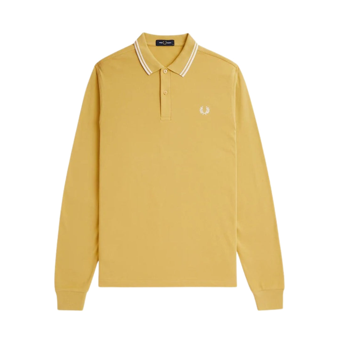 Fred Perry Black Twin Tipped Collar Honeycomb Long Sleeve Polo Shirt XS