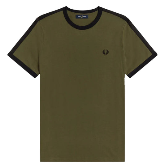 Fred Perry Tonal Tape Ringer Green T-Shirt