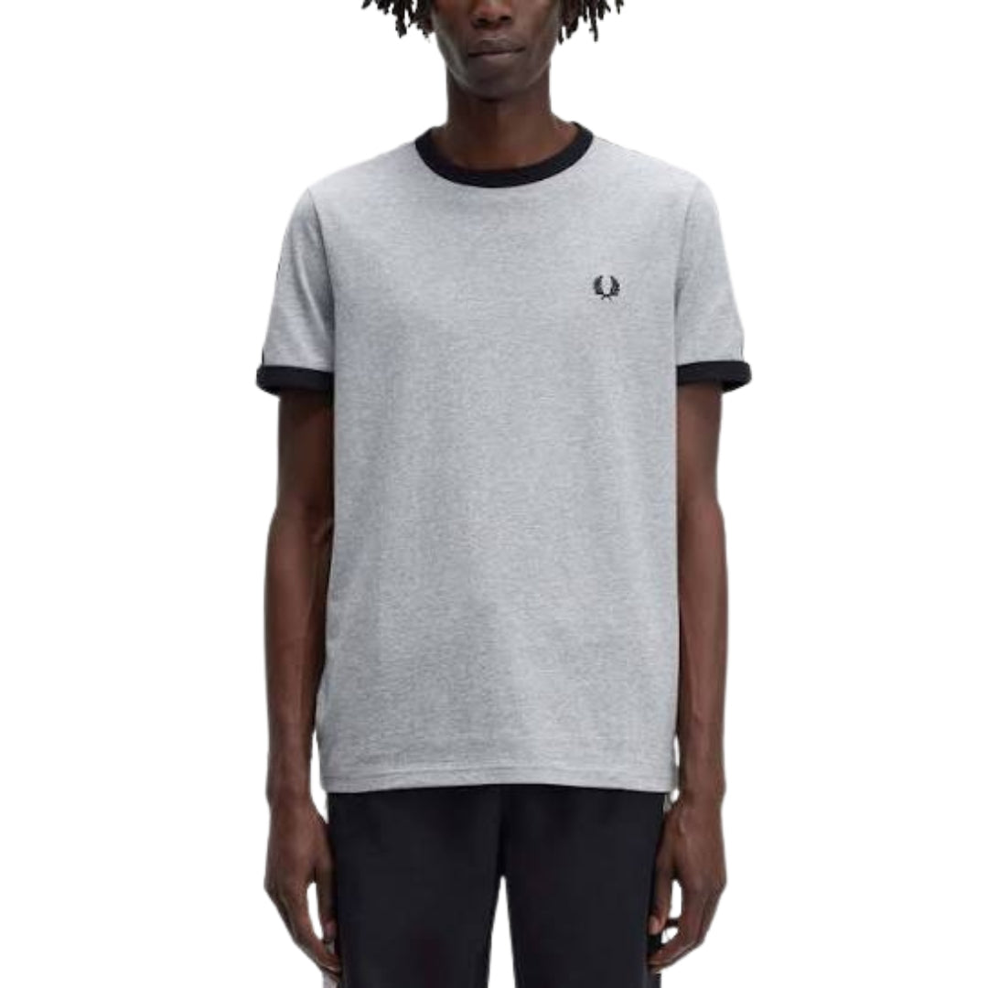 Fred Perry Taped Ringer Steel Marl T-Shirt XS