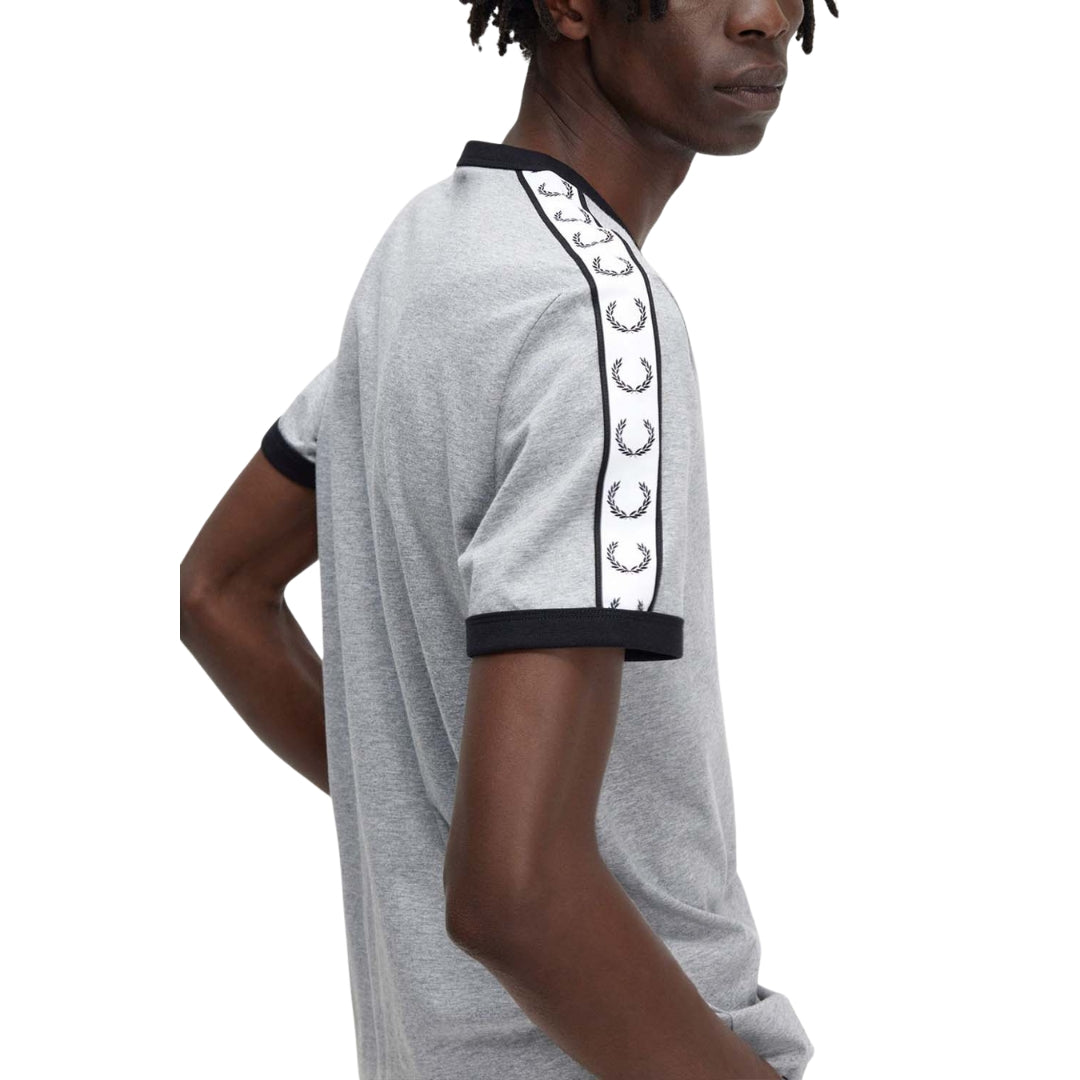 Fred Perry Taped Ringer Steel Marl T-Shirt XS