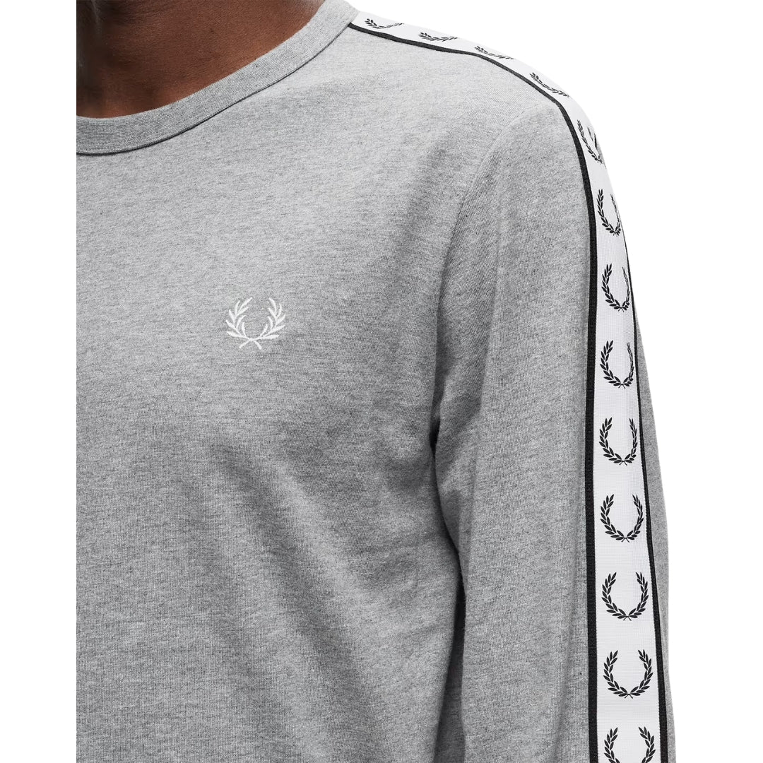 Fred Perry Taped Long Sleeve Steel Marl T-Shirt XS