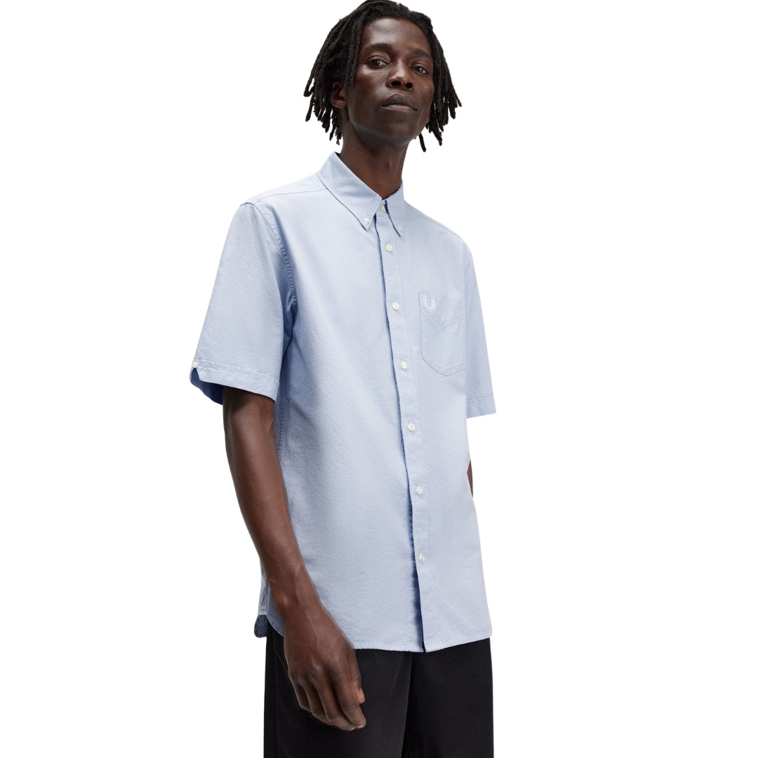 Fred Perry Short Sleeve Light Smoke Oxford Shirt XS