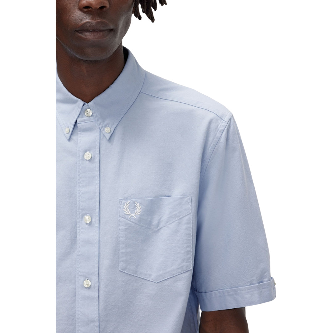 Fred Perry Short Sleeve Light Smoke Oxford Shirt XS
