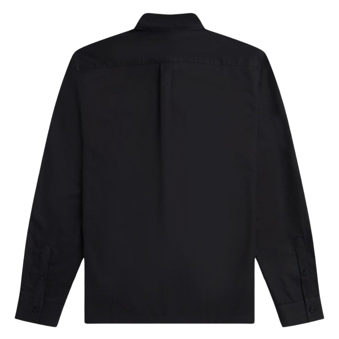 Fred Perry Long Sleeve Black Popover Shirt M