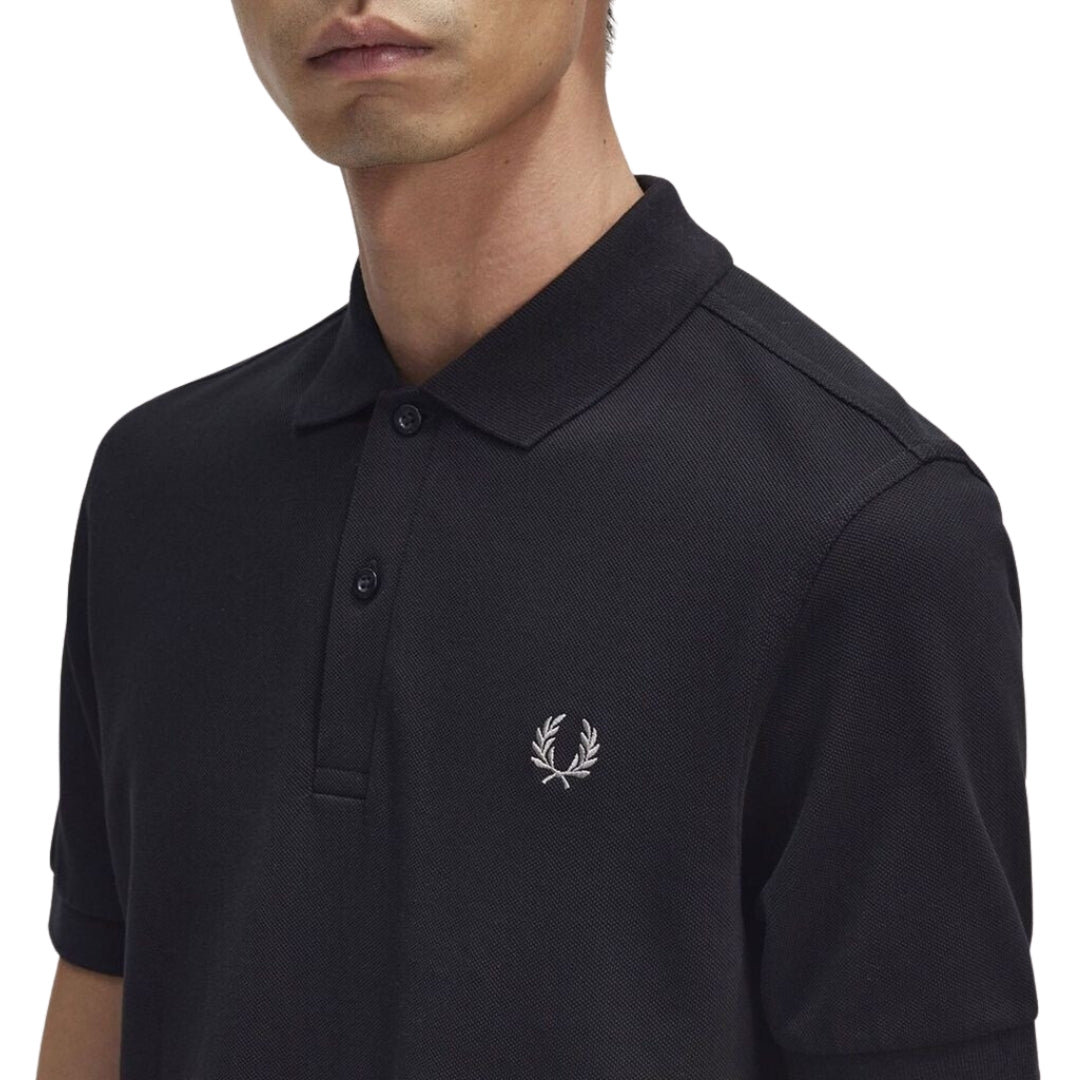 Fred Perry Classic Black Chrome Logo Polo Shirt S