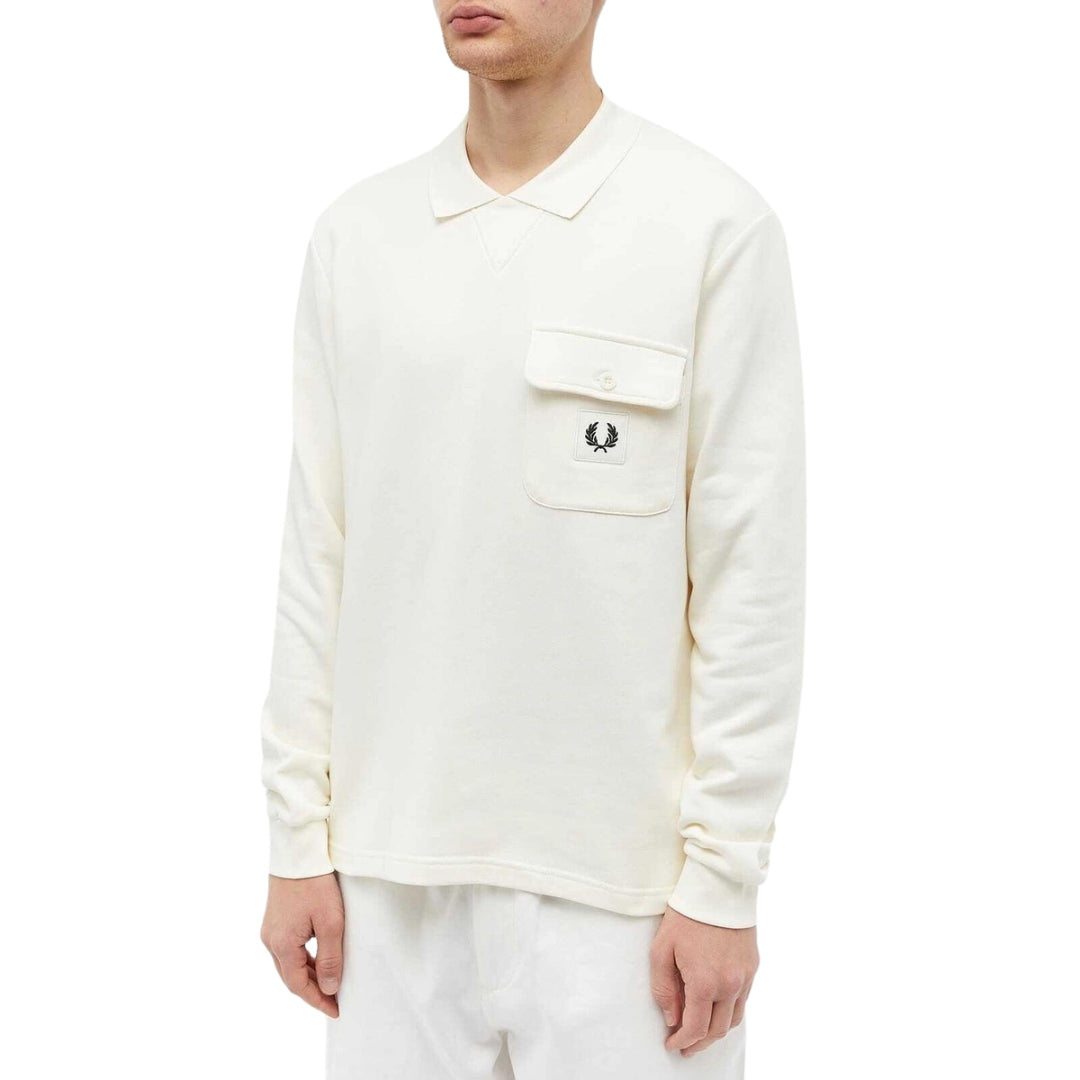 Fred Perry Long Sleeve Loopback Ecru Sweater XS