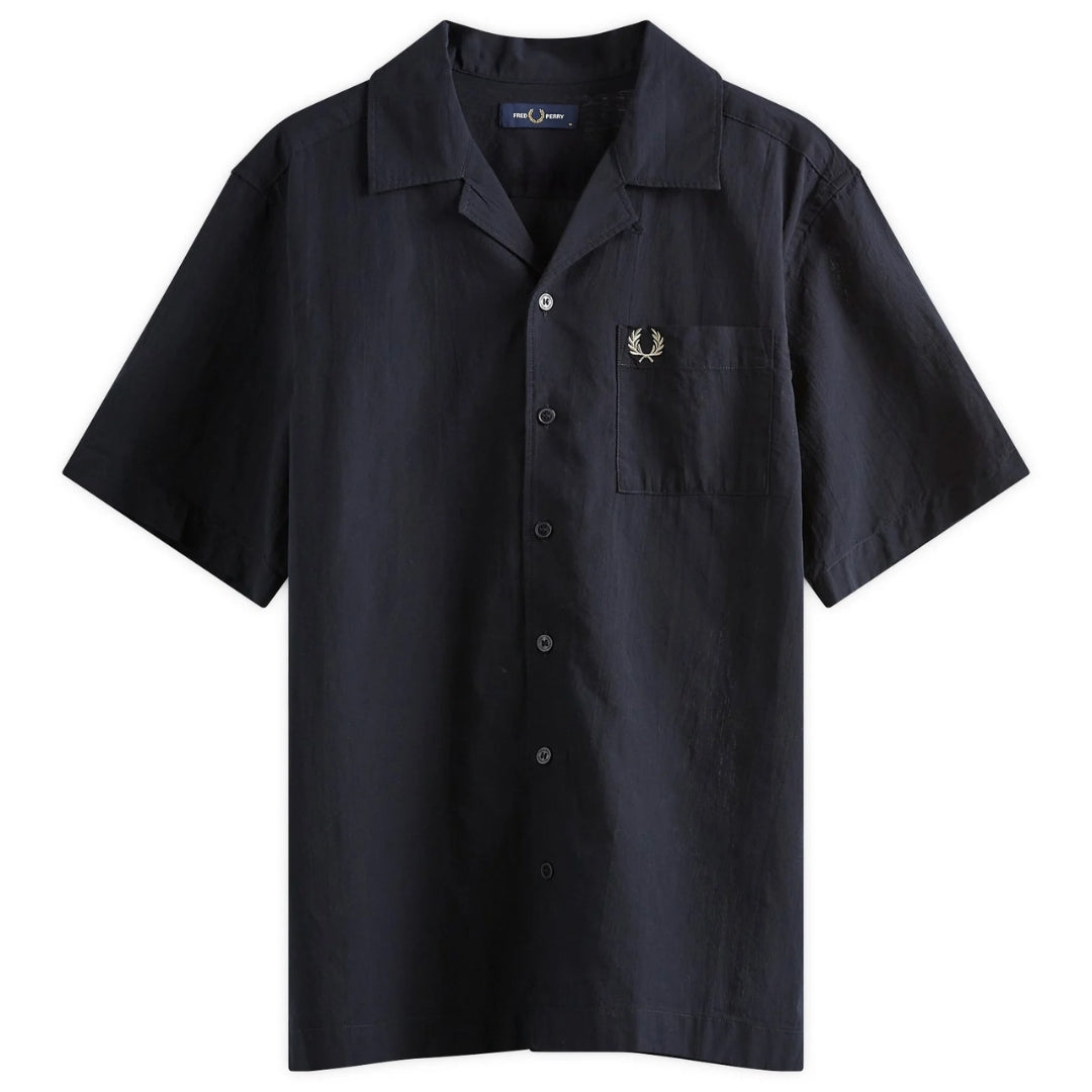 Fred Perry Textured Lightweight Navy Blue Vacation Shirt XS