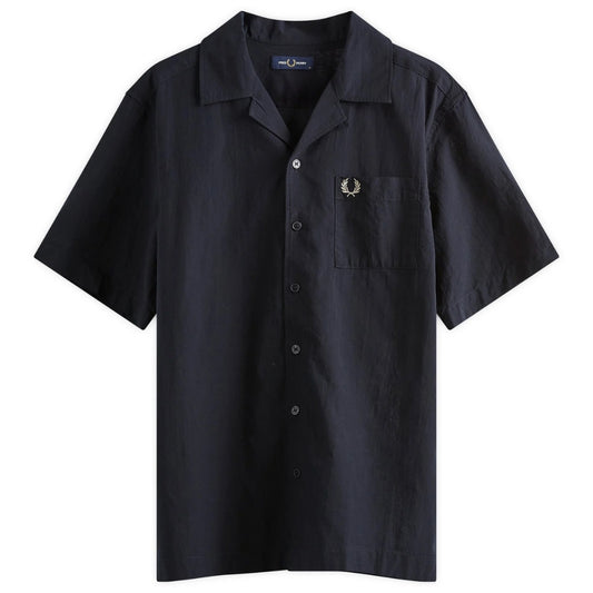 Fred Perry Textured Lightweight Navy Blue Vacation Shirt XS