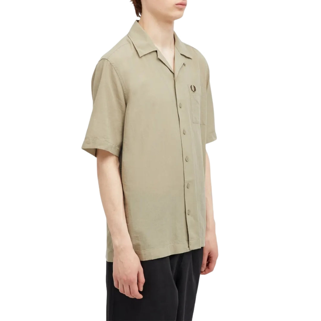 Fred Perry Textured Lightweight Warm Grey Vacation Shirt XS