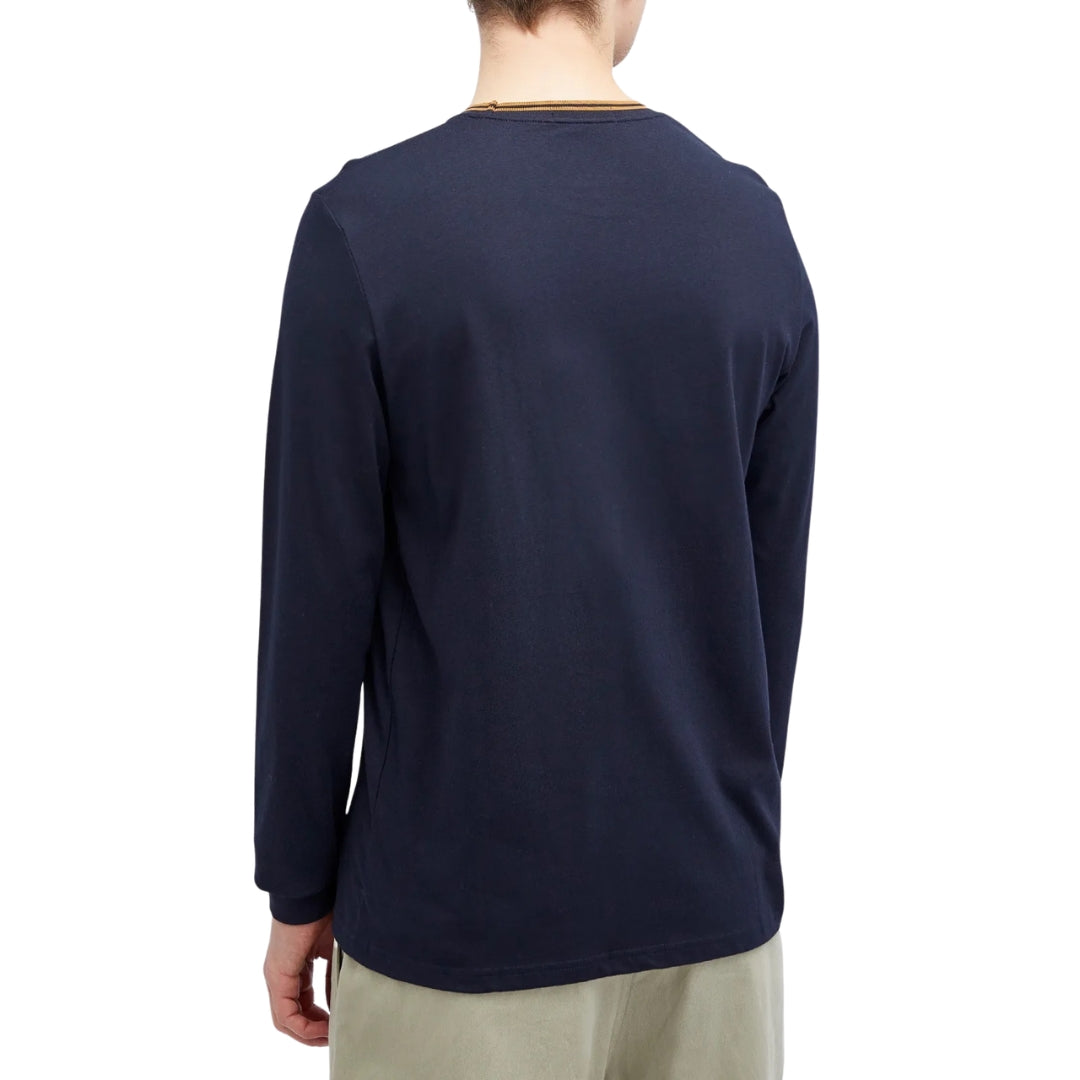 Fred Perry Long Sleeve Twin Tipped Navy T-Shirt L