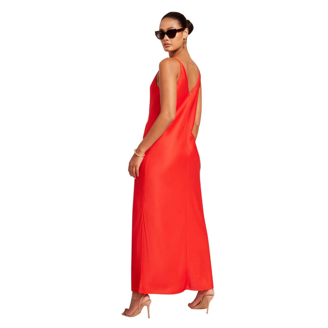 Ted Baker Melmae Printed Scoop Neck Red Slip Dress