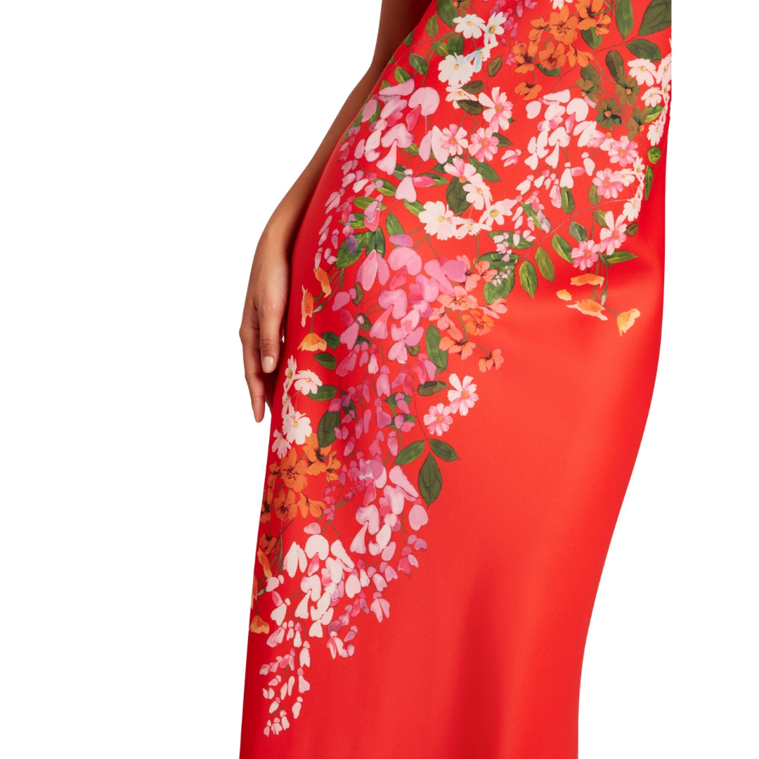 Ted Baker Melmae Printed Scoop Neck Red Slip Dress