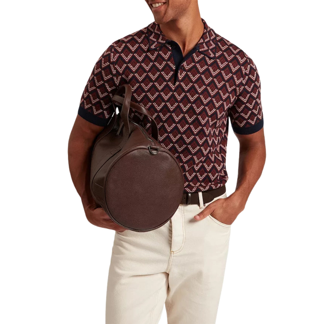 Ted Baker Melvvin Geo Jacquard Maroon Knit Polo Shirt