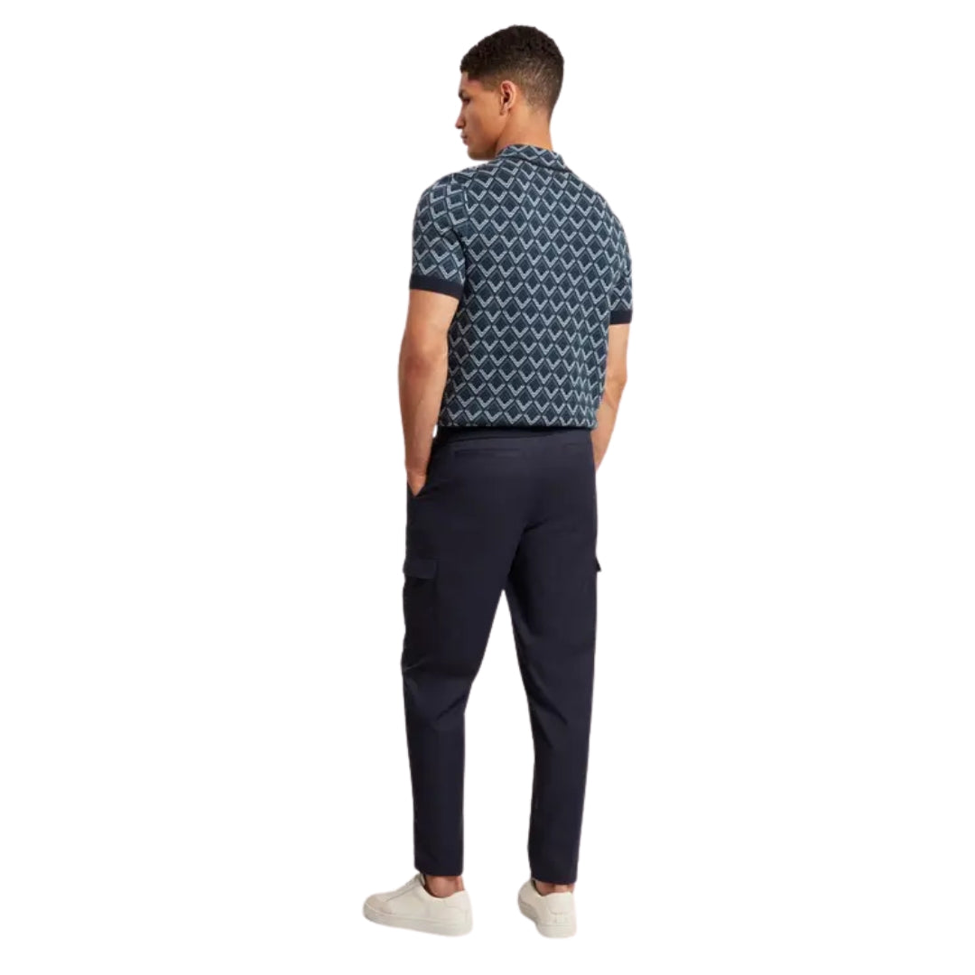 Ted Baker Melvvin Geo Jacquard Knit Navy Polo Shirt