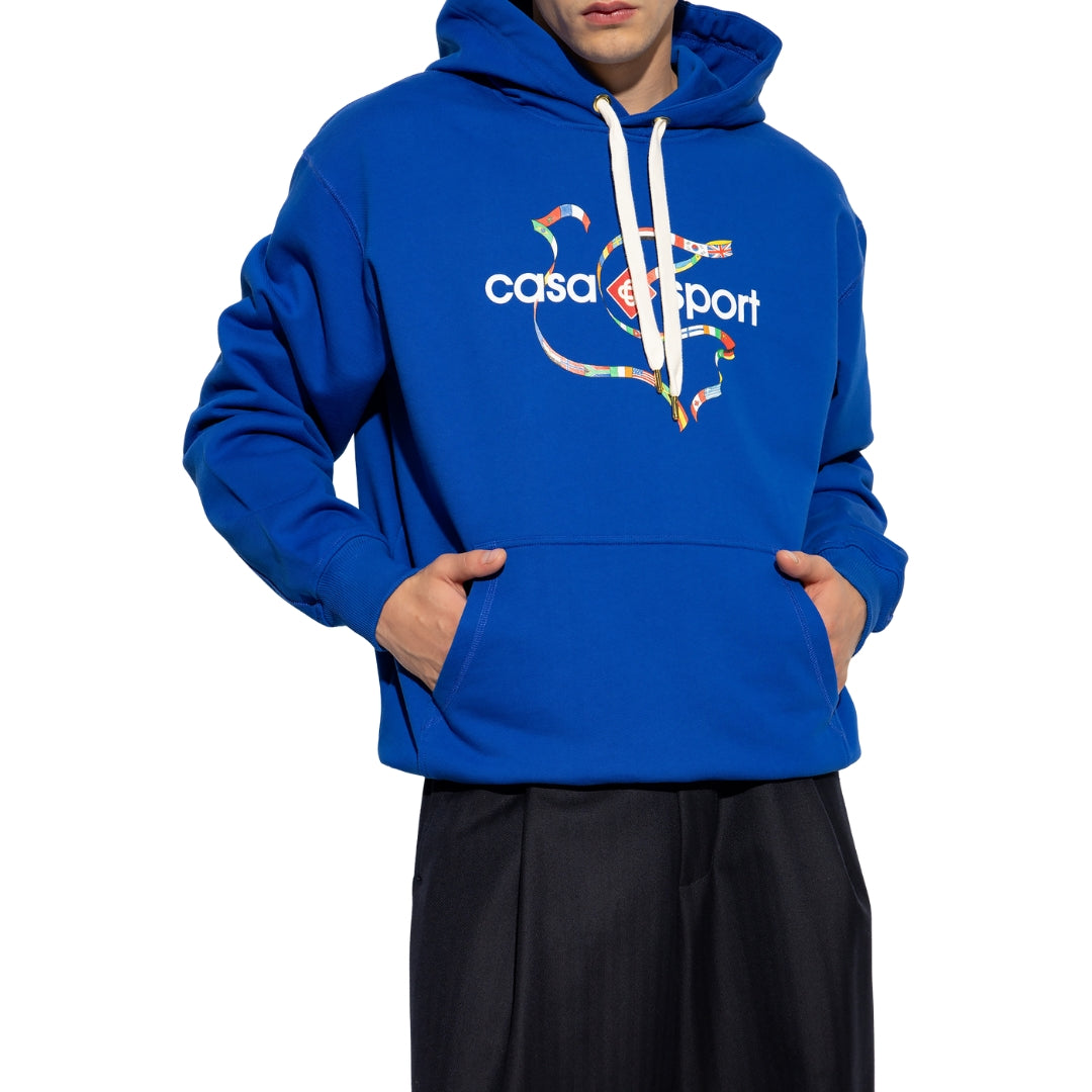 Casablanca Drapeau De Collombes Printed Blue Hoodie