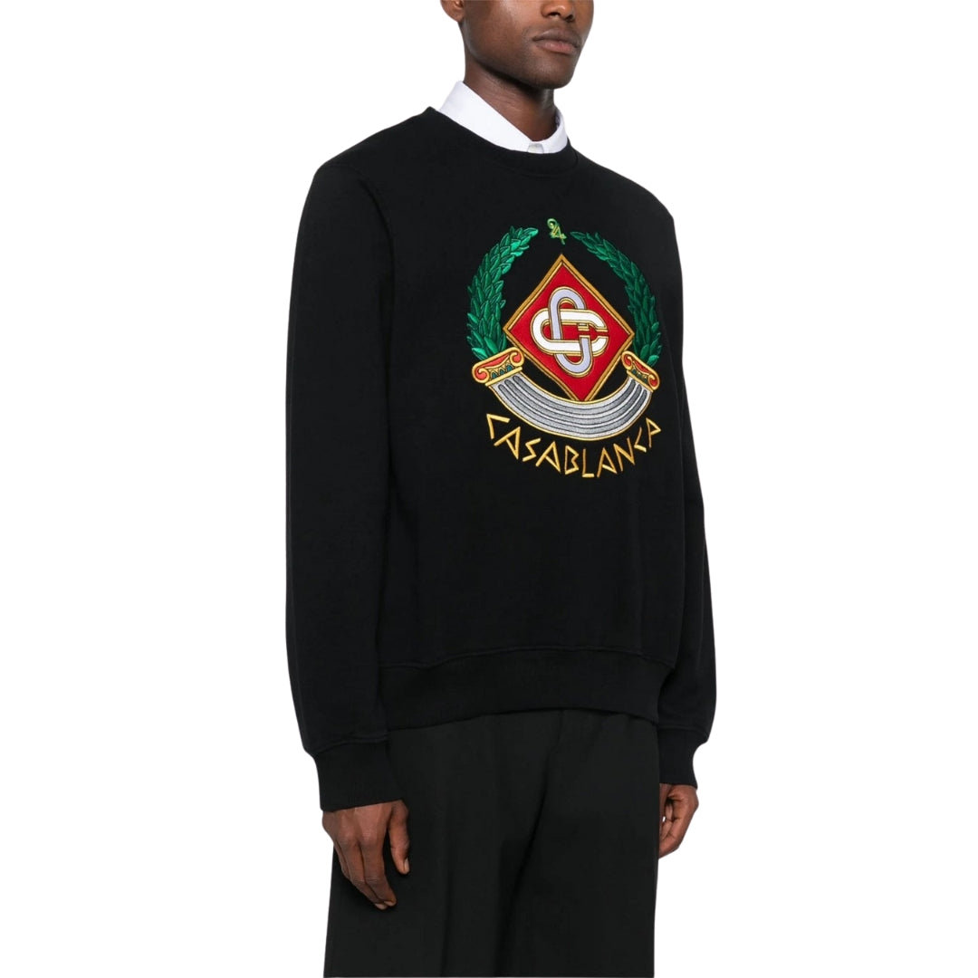 Casablanca Embroidered Casa Crest Black Sweatshirt