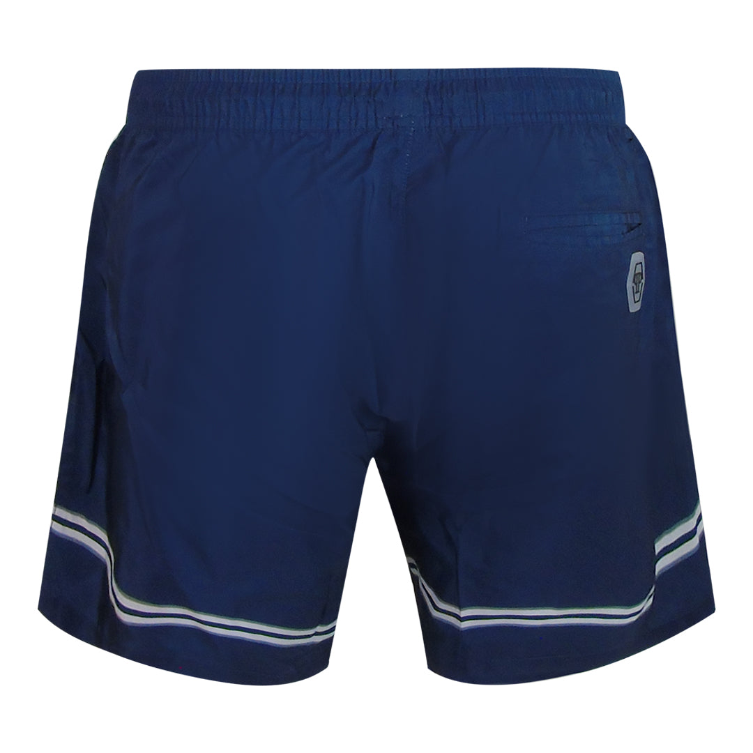 Philipp Plein Striped Logo Medium Boardshort Navy Blue Swim Shorts L