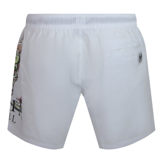 Philipp Plein Plein Hotel Logo Medium Boardshort White Swim Shorts L