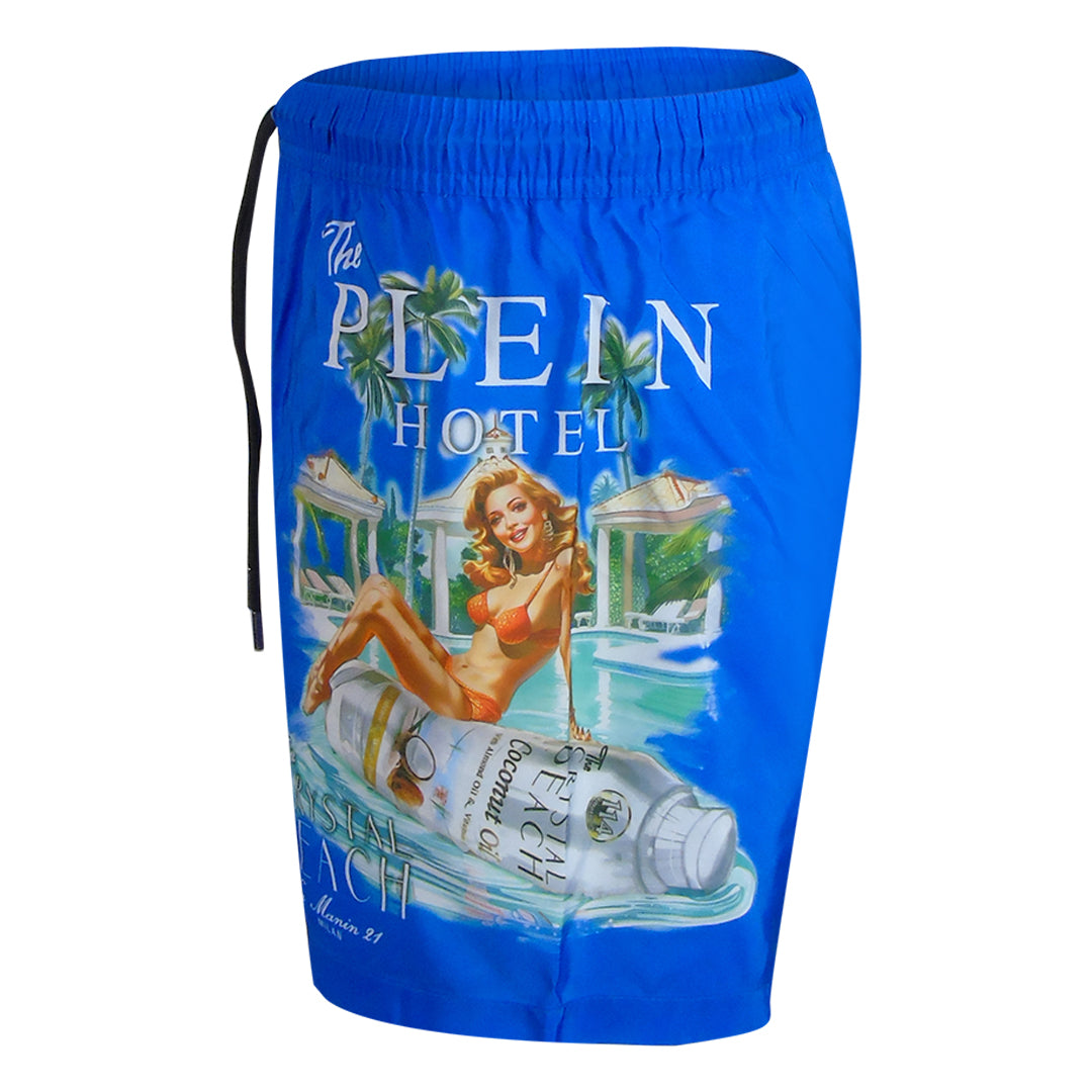 Philipp Plein Pin Up Logo Medium Boardshort Dark Blue Swim Shorts L