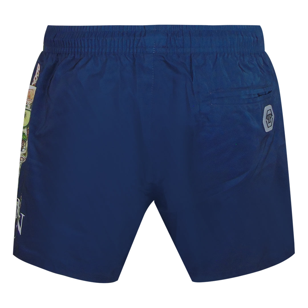 Philipp Plein Plein Hotel Logo Medium Boardshort Navy Blue Swim Shorts L