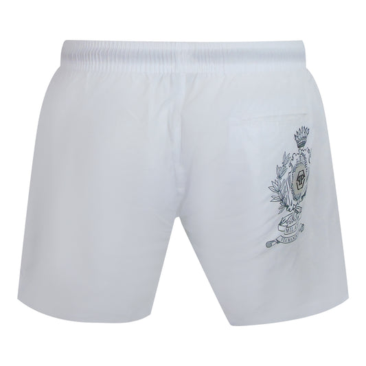 Philipp Plein Teddy Bear Club Logo Medium Boardshort White Swim Shorts L