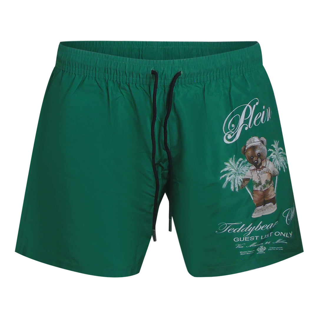 Philipp Plein Teddy Bear Club Logo Medium Boardshort Green Swim Shorts L