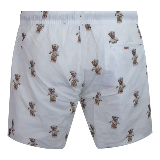Philipp Plein Teddy Logo Medium Boardshort White Swim Shorts L