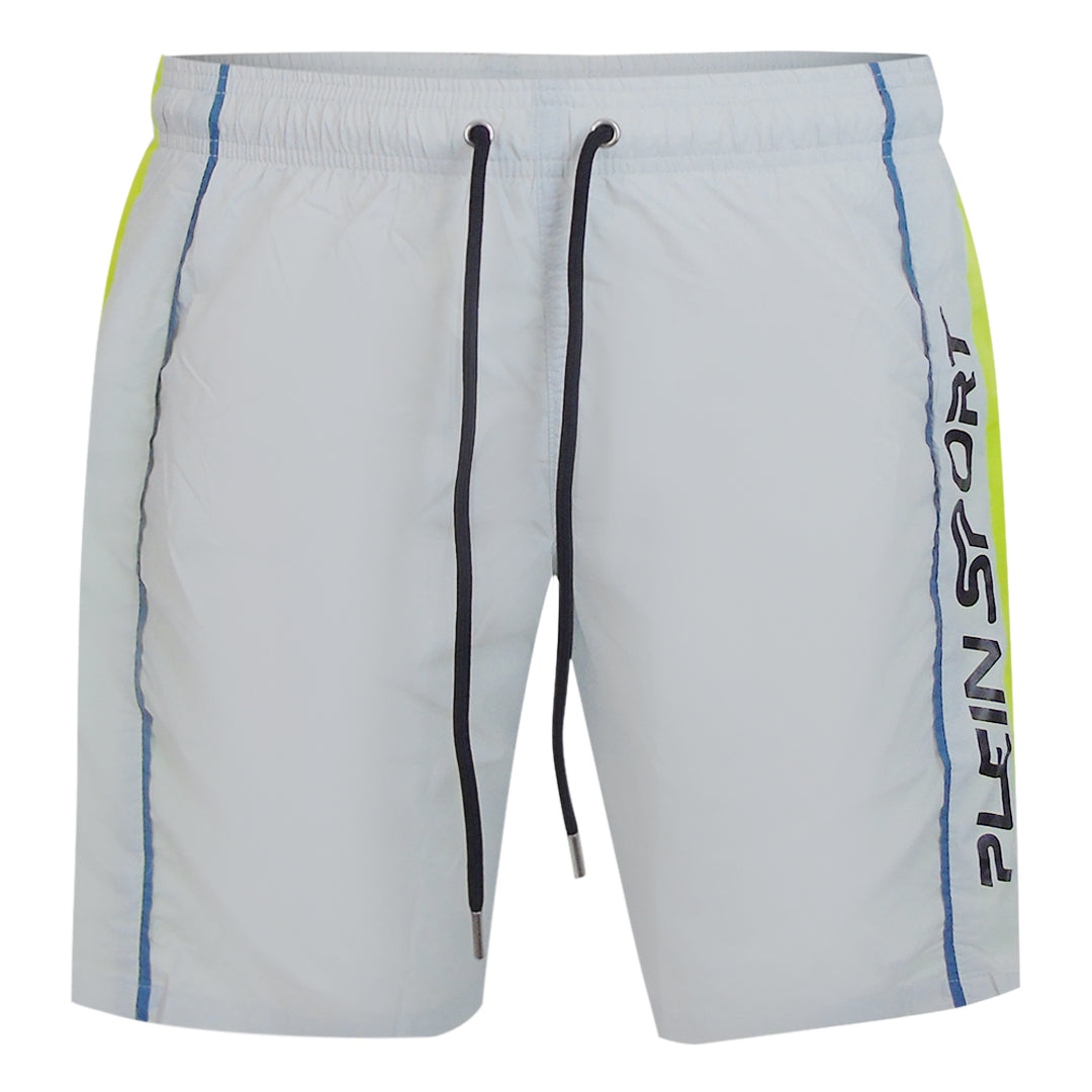 Plein Sport Vertical Logo Long Boardshort Grey Swim Shorts