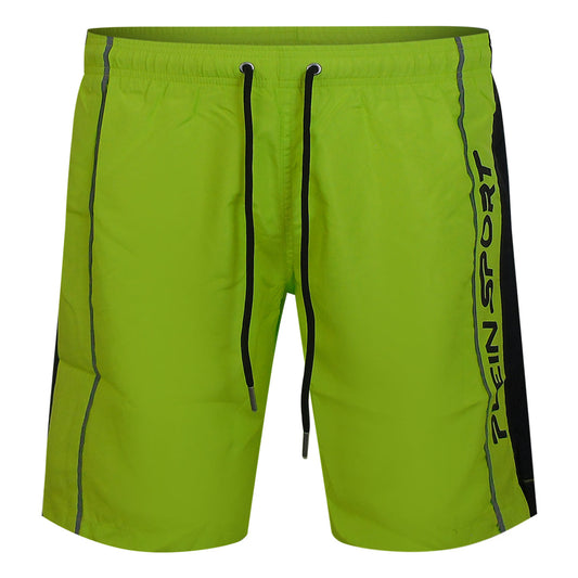 Plein Sport Vertical Logo Long Boardshort Yellow Swim Shorts