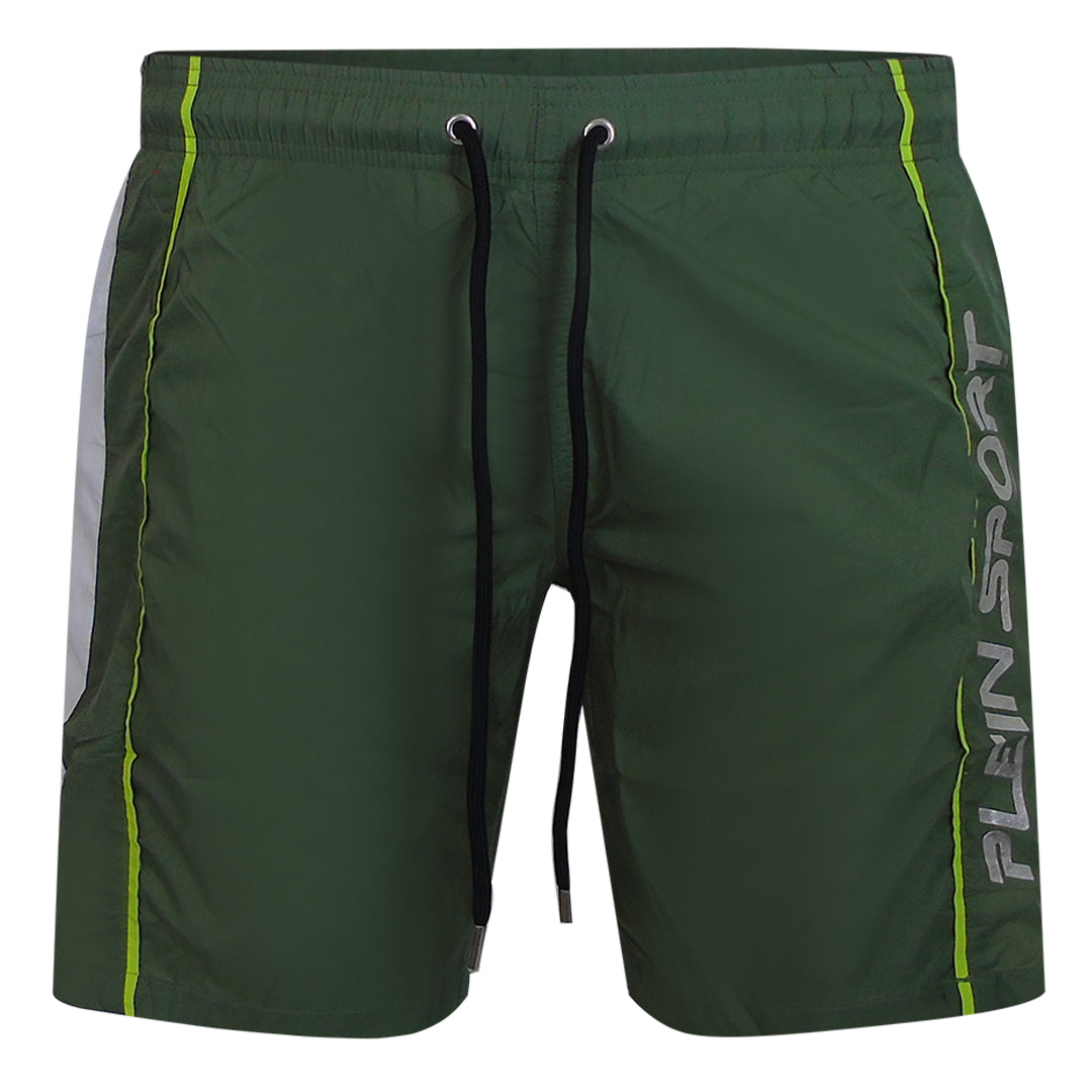 Plein Sport Vertical Logo Long Boardshort Green Swim Shorts
