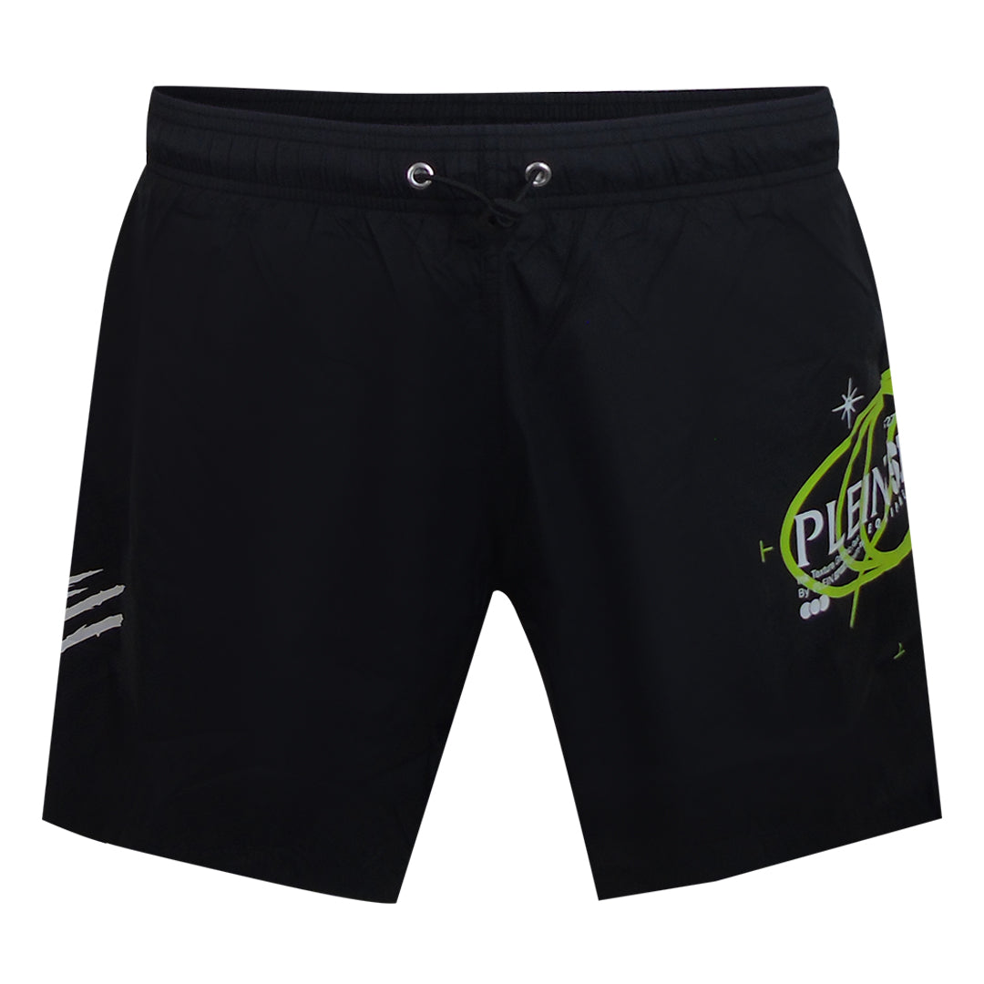 Plein Sport Geo Logo Black Swim Shorts