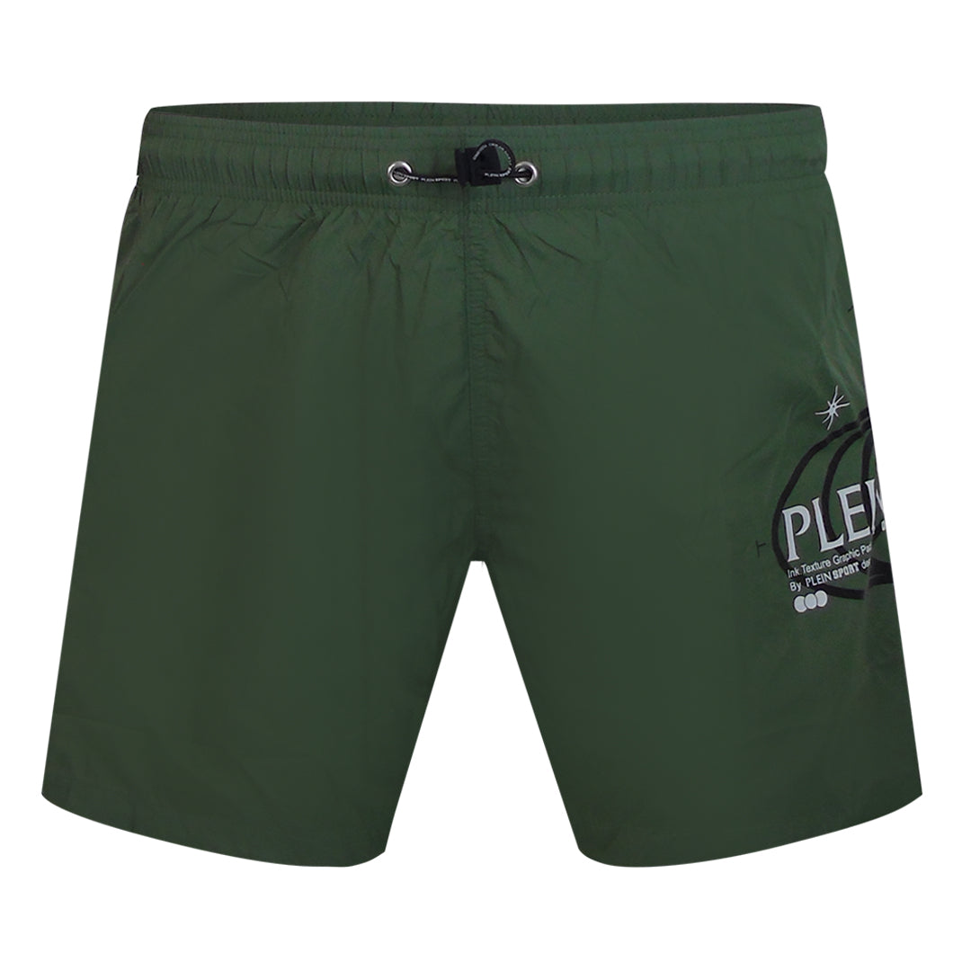 Plein Sport Geo Logo Green Swim Shorts